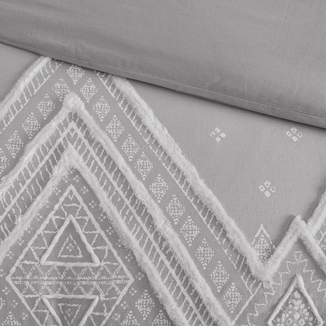 Olliix by INK+IVY Marta 3 Piece Gray Full/Queen Flax and Cotton Blended Comforter Set-3