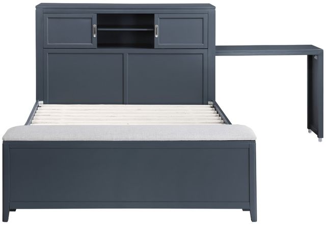 Homelegance® Sloane Navy Blue Full Youth Bookcase Platform Bed with Hidden Desk, Stool and Storage Bench-3