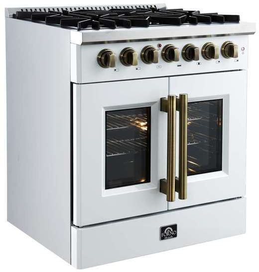 FORNO® Galiano Alta Qualita 30" White Pro Style Dual Fuel Range -1