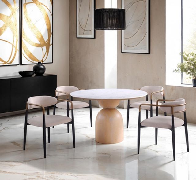 Furniture of America® Neasden 5-Piece Black/Natural/White Dining Table Set-1