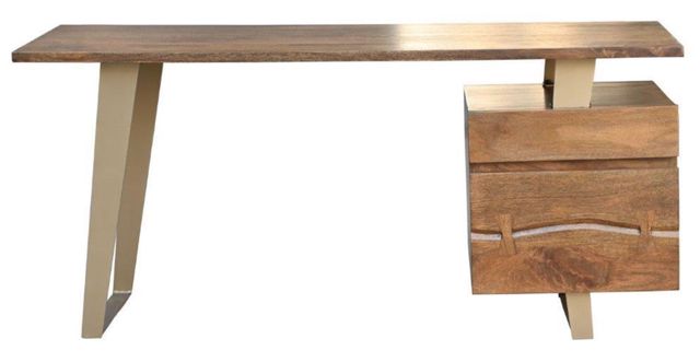 Jaipur Furniture Planck Antique Brass/Natural Live Edge Desk-0