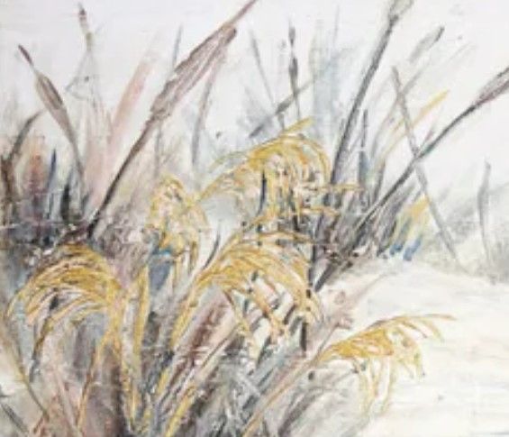 Stylecraft Tall Beach Grass Gray/Yellow Wall Art-1