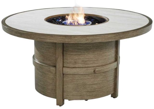 Signature Design by Ashley® Rainier Ranch Beige Aluminum Outdoor Round Fire Pit Table-1