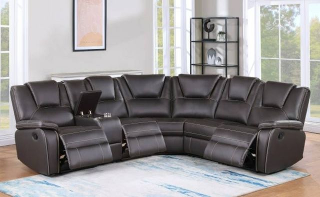 Milton Greens Stars 7-Piece Brown Leather Modular Manual Recliner Sectional-1