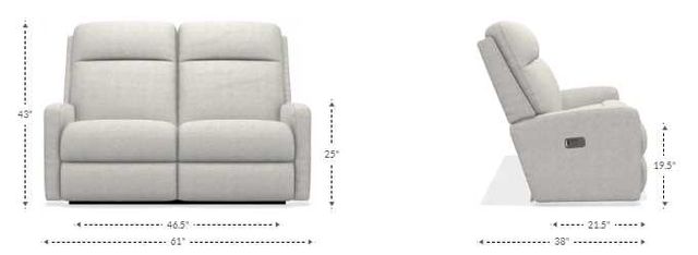 La-Z-Boy® Finley Otter Leather Power Wall Reclining Loveseat with Headrest and Lumbar-2