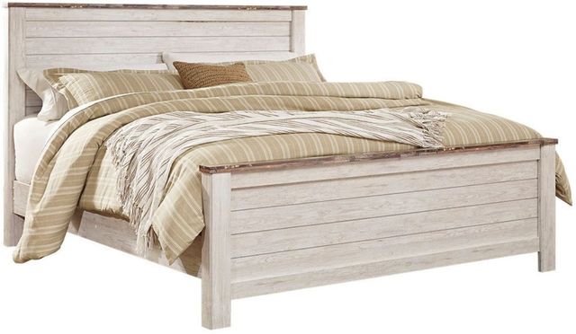 Signature Design by Ashley® Willowton 4-Piece Whitewash California King Panel Bed Set-1