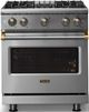 Viking® 5 Series 30" Stainless Steel Pro Style Gas (NG) Range with Brushed Brass Trim-4