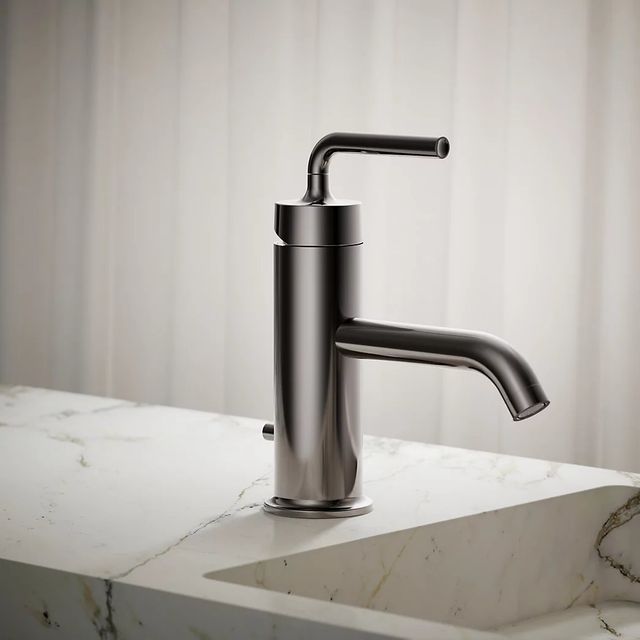 KOHLER® Purist® Vibrant Titanium Single-Handle Bathroom Sink Faucet with Straight Lever Handle-3