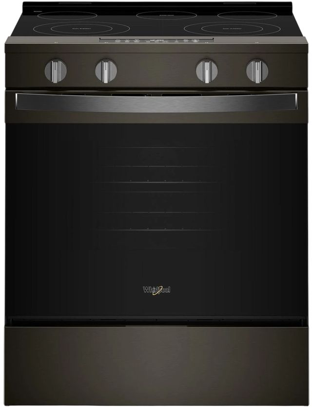 Whirlpool® 30'' Black Stainless Steel Smart Slide-In Electric Range with Air Cooking Technology and Steam Clean-0