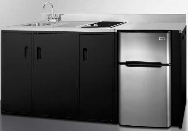 Summit® 72" Black and Stainless Steel All-In-One Kitchenette-2