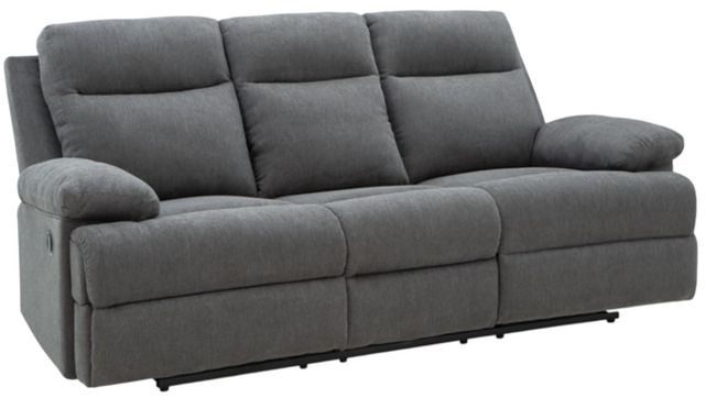 Signature Design by Ashley® Side-Swipe Charcoal Manual Reclining Sofa with Drop Down Table-0