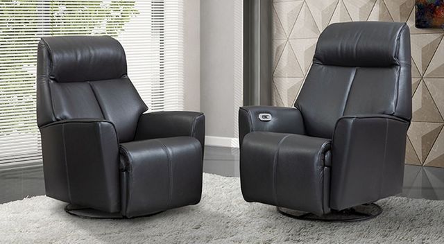 Via Furniture 80 Black Power Swivel Rocker Recliner-1