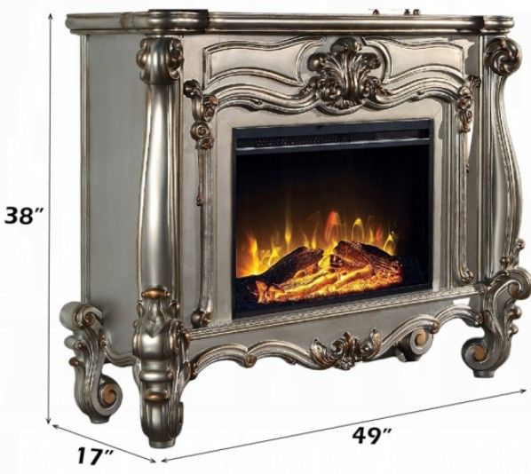 ACME Furniture Versailles Antique Platinum Fireplace-2