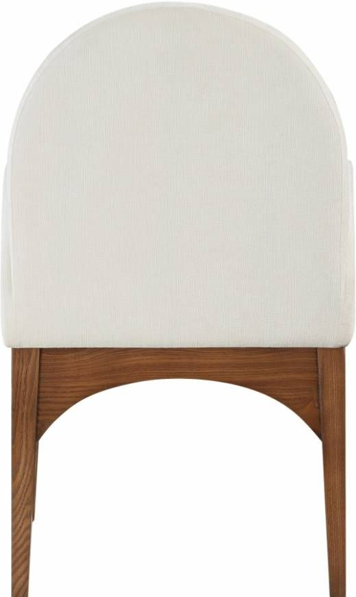 Meridian Furniture Waldorf Cream/Walnut Chenille Upholstered Dining Arm Chair-2