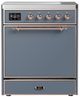 Ilve® Majestic III 30" Blue Gray Pro Style Induction Range with Solid Door and Copper Trim-0