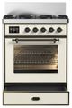 Ilve® Majestic III 30" Antique White Pro Style Dual Fuel Liquid Propane Range with Triple Glass Door and Burnished Trim-3