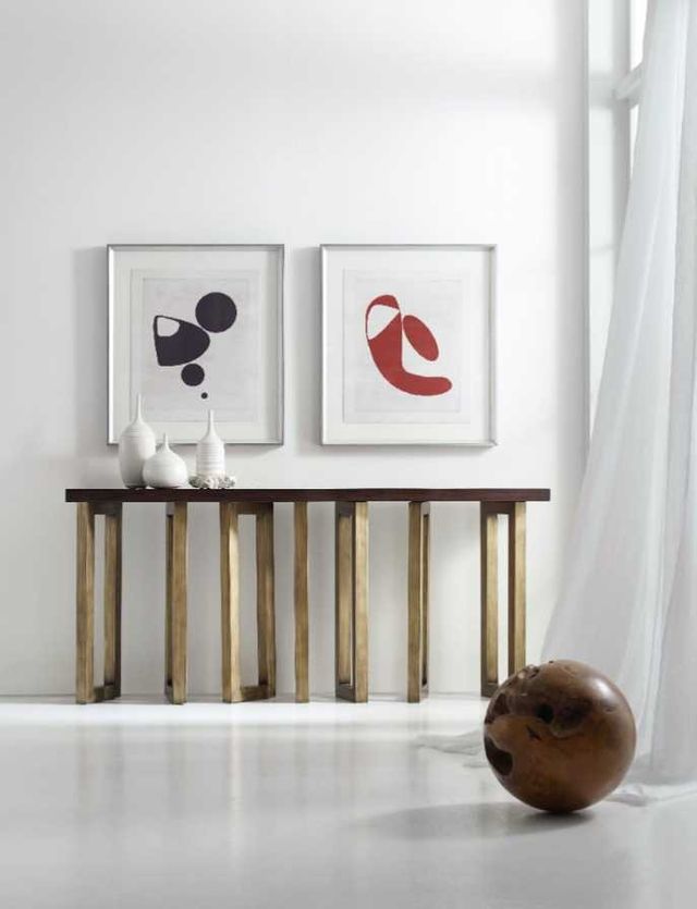 Hooker® Furniture Melange Connelly Dark Walnut Hall Console with Gold Base-1