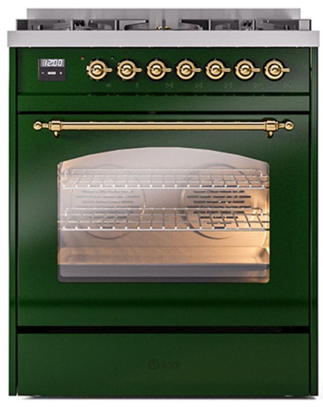 Ilve® Nostalgie II Series 30" Emerald Green Pro Style Dual Fuel Range-2