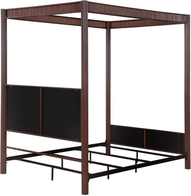 Coaster® Zimmerlee Beige/Rust Brown Queen Upholstered Canopy Bed-4