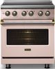 Viking® 5 Series 30" Blush Pro Style Induction Range with Brushed Brass Trim-4