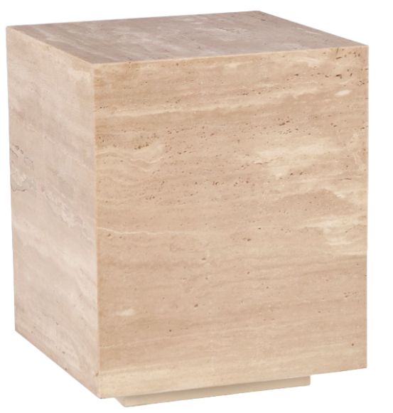 Home Trends & Design Nile Travertine Drum Side Table-0