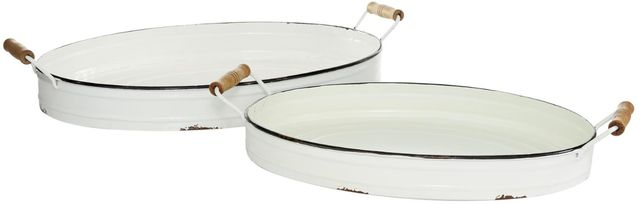 Deco Marche 2-Piece White Tray with Handles Set-2