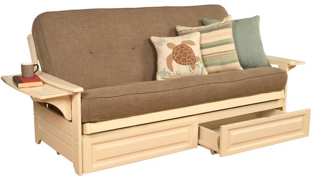 Kodiak Furniture Phoenix Linen Stone/Antique White Full Storage Futon with Mattress-0
