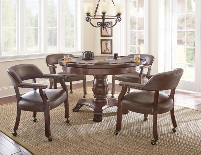 Steve Silver Co. Tournament 6-Piece Brown/Medium Cherry Dining Game Table Set-1