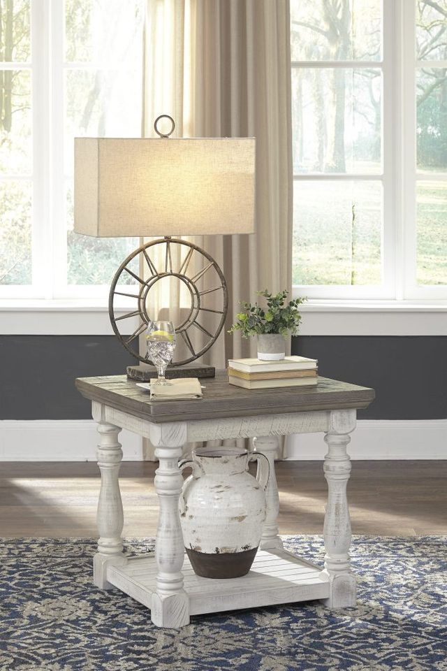 Signature Design by Ashley® Havalance Gray End Table with Vintage White Base-3