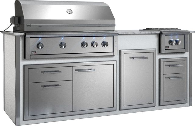 XO Designer 99" White Outdoor Kitchen Island -1