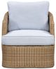 TOV Furniture Axel Blue/Brown Aluminum/Boucle/Wicker Outdoor Accent Chair-2