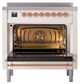 Ilve® Nostalgie II Noblesse 36'' Antique White Pro Style Induction Range with Copper Trim-2