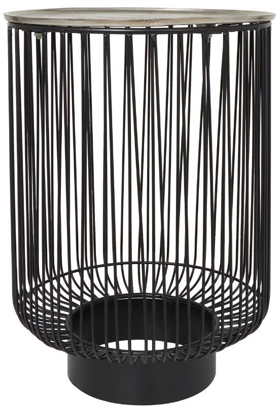 Deco Marche Black/Silver Geometric Side Table-2