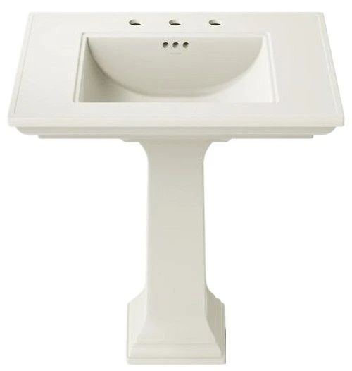 Kohler Memoirs® Stately Biscuit 30.75" 3 Faucet Holes Rectangular Pedestal Bathroom Sink-1