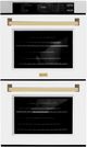 ZLINE Autograph Edition Professional 30" Satin Stainless Steel Double Electric Wall Oven with White Matte Doors and Polished Gold Accents-0