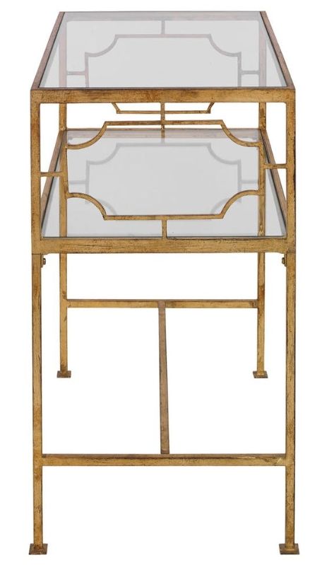 Uttermost® Genell Glass Top Side Table with Antique Gold Frame-3