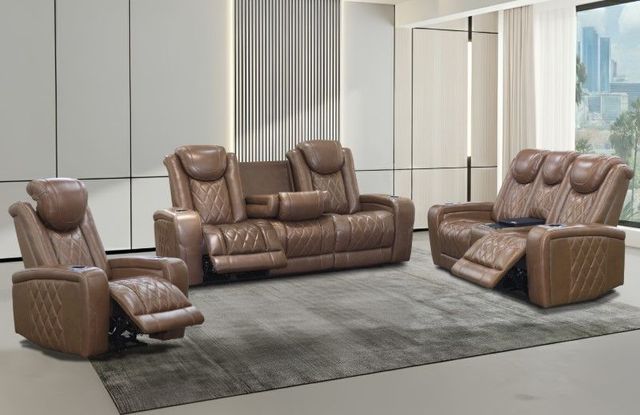 New Classic® Home Furnishings Dorian Brown Leather Power Reclining Loveseat-2