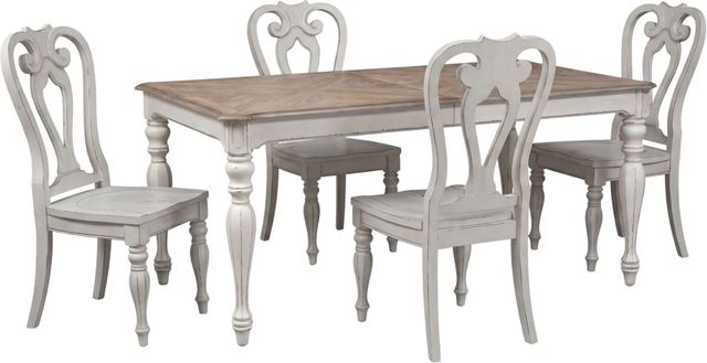 Liberty Furniture Magnolia Manor 5-Piece Antique White/Weathered Bark Optional Dining Table Set-0