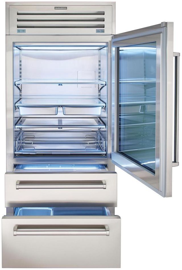 Sub-Zero® PRO Series 36" 22.7 Cu. Ft. Stainless Steel Frame Built-InBottom Freezer Refrigerator-1