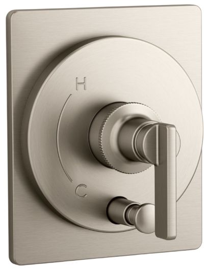 KOHLER® Castia® by Studio McGee Rite-Temp® Vibrant Brushed Nickel Valve Trim with Push-Button Diverter-0
