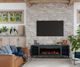 Legends Home Real Cozy Malibu Denim Blue 78'' Fireplace Console-1