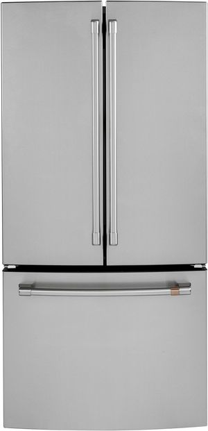Front view of the Café™ 33 in. 18.6 Cu. Ft. Stainless Steel Counter Depth French Door Refrigerator