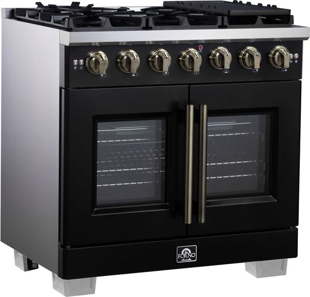 FORNO® Capriasca Series Alta Qualita 36" Black Pro Style Gas Range-1