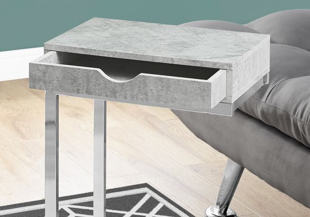 Monarch Specialties Inc. Grey Cement Drawer Table with Chrome Metal  Base-1