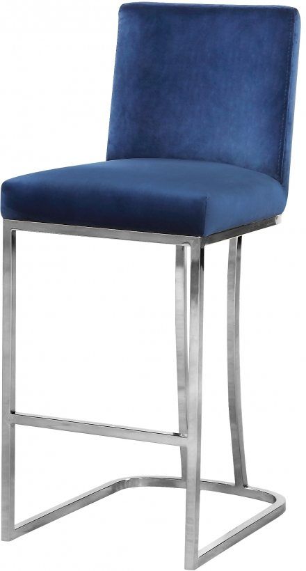 Meridian Furniture Heidi Navy Velvet Counter Stool-1