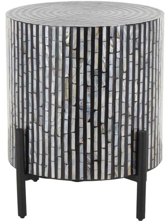 Deco Marche Silver Accent Table with Black Base-0
