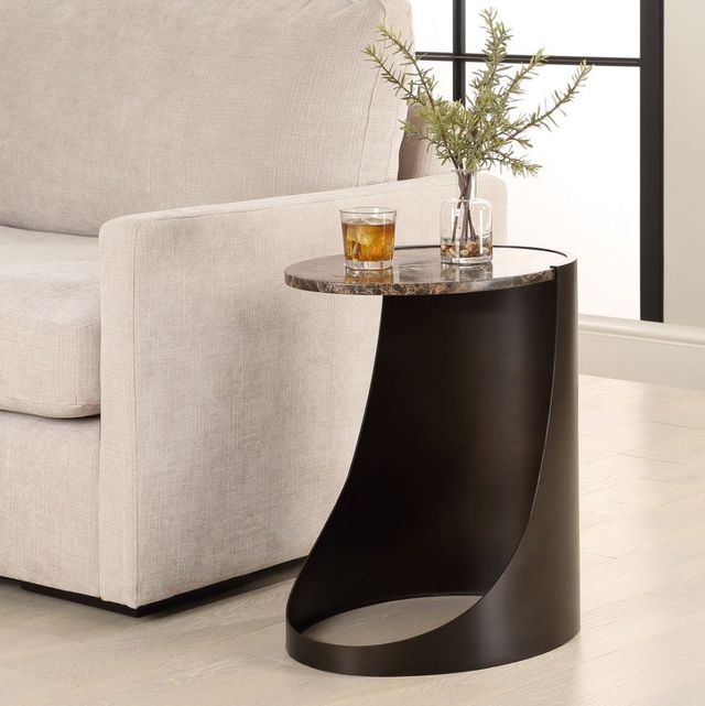 Uttermost® Welling Chocolate Brown Side Table with Black Base-1