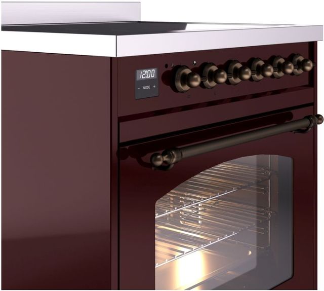 Ilve® Nostalgie II Series 30" Burgundy Pro Style Induction Range-1
