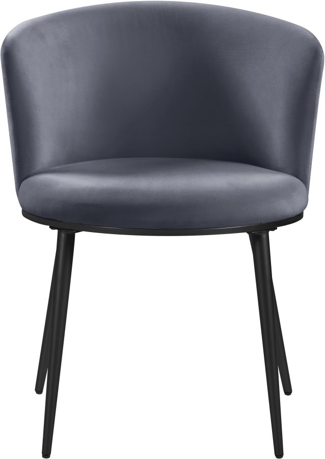 Meridian Furniture Skylar Grey/Matte Black Velvet Dining Chair-2