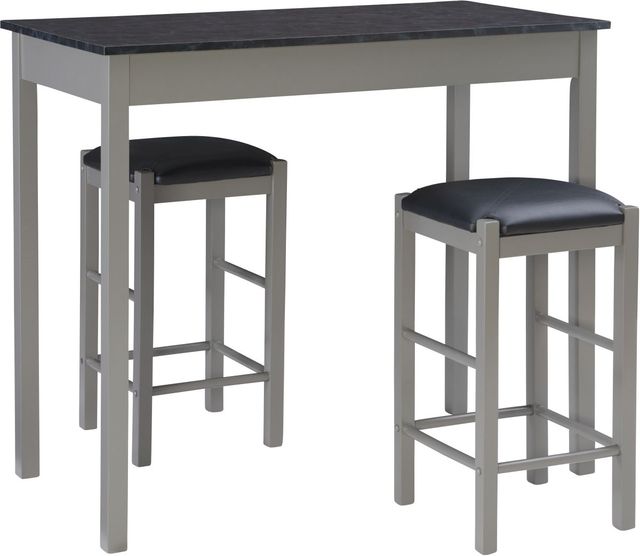 Linon Lance 3-Piece Faux Marble/Gray Tavern Set-0